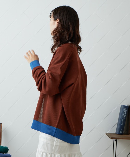 86■チャオパニック■　新品　洗えるブイネックカーディガン　ワンサイズ チャオパニックティピーＶネックカーディガン綿100抜き襟カーディガン