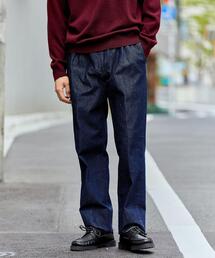 green label relaxing | コットン/ポリウレタン デニムライク 2プリーツ スラックス(スラックス)