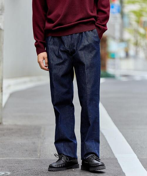 green label relaxing(グリーンレーベルリラクシング)の「コットン/ポリウレタン デニムライク 2プリーツ スラックス(スラックス・メンズ・オフホワイト/ネイビー・S/M/L/XL)」の2枚目の写真
