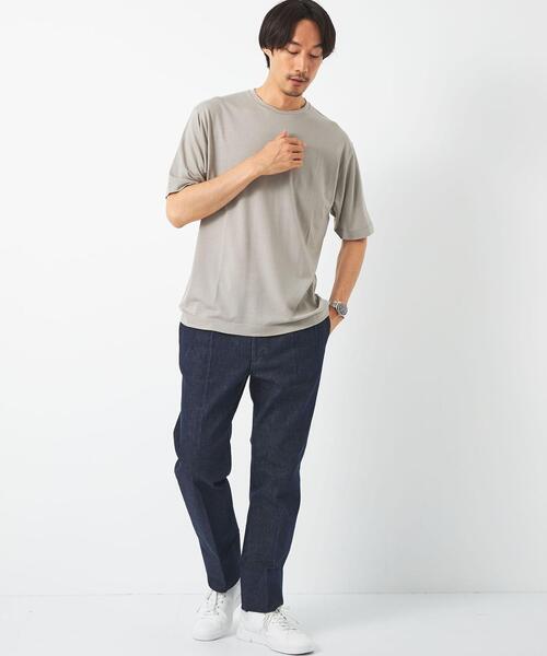 green label relaxing(グリーンレーベルリラクシング)の「コットン/ポリウレタン デニムライク 2プリーツ スラックス(スラックス・メンズ・オフホワイト/ネイビー・S/M/L/XL)」の10枚目の写真