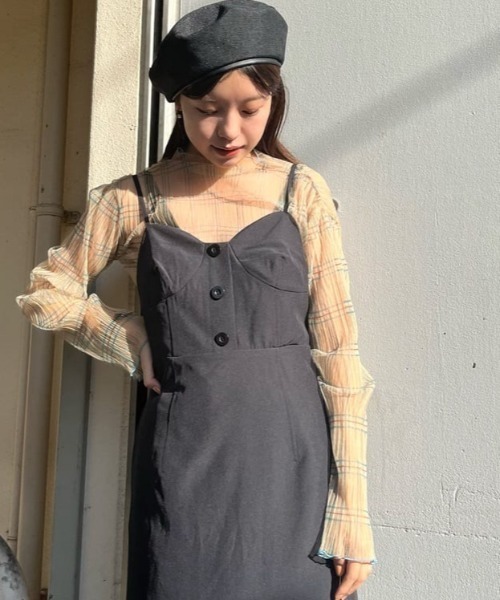 FREE'S MART（フリーズマート）の「◆シアーチェックハイネックカットソー（Tシャツ/カットソー・レディース・ベージュ系その他/ブラウン系その他/ベージュ系その他2・FREE）」の2枚目の写真