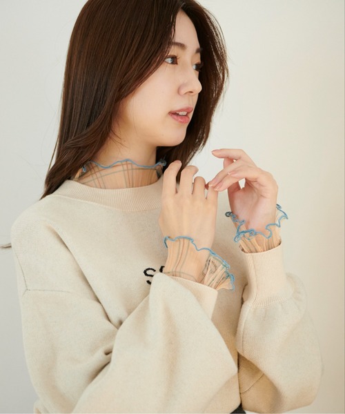 FREE'S MART（フリーズマート）の「◆シアーチェックハイネックカットソー（Tシャツ/カットソー・レディース・ベージュ系その他/ブラウン系その他/ベージュ系その他2・FREE）」の3枚目の写真