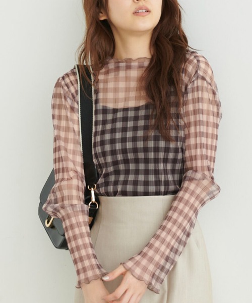 FREE'S MART（フリーズマート）の「◆シアーチェックハイネックカットソー（Tシャツ/カットソー・レディース・ベージュ系その他/ブラウン系その他/ベージュ系その他2・FREE）」の11枚目の写真