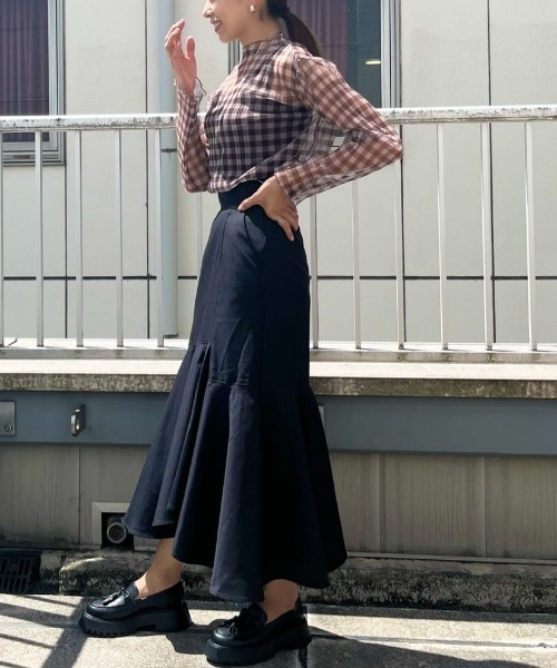 FREE'S MART（フリーズマート）の「◆シアーチェックハイネックカットソー（Tシャツ/カットソー・レディース・ベージュ系その他/ブラウン系その他/ベージュ系その他2・FREE）」の9枚目の写真