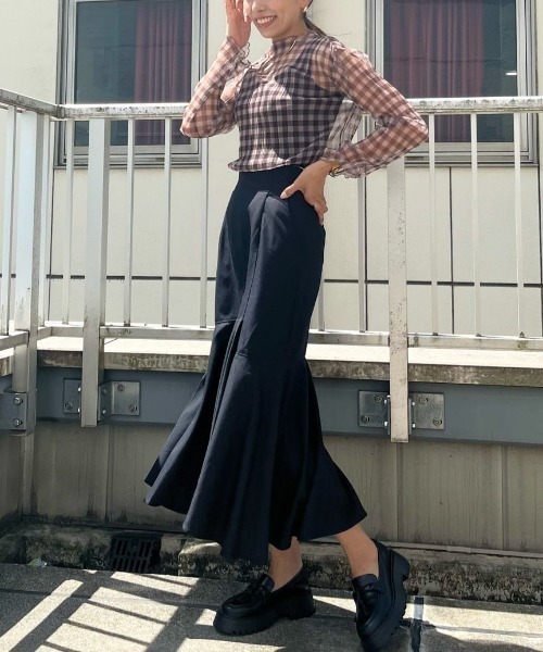 FREE'S MART（フリーズマート）の「◆シアーチェックハイネックカットソー（Tシャツ/カットソー・レディース・ベージュ系その他/ブラウン系その他/ベージュ系その他2・FREE）」の10枚目の写真