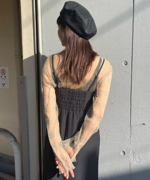 FREE'S MART（フリーズマート）の「◆シアーチェックハイネックカットソー（Tシャツ/カットソー・レディース・ベージュ系その他/ブラウン系その他/ベージュ系その他2・FREE）」の5枚目の写真
