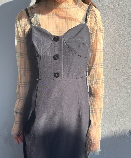 FREE'S MART（フリーズマート）の「◆シアーチェックハイネックカットソー（Tシャツ/カットソー・レディース・ベージュ系その他/ブラウン系その他/ベージュ系その他2・FREE）」の6枚目の写真