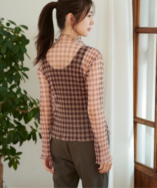 FREE'S MART（フリーズマート）の「◆シアーチェックハイネックカットソー（Tシャツ/カットソー・レディース・ベージュ系その他/ブラウン系その他/ベージュ系その他2・FREE）」の18枚目の写真