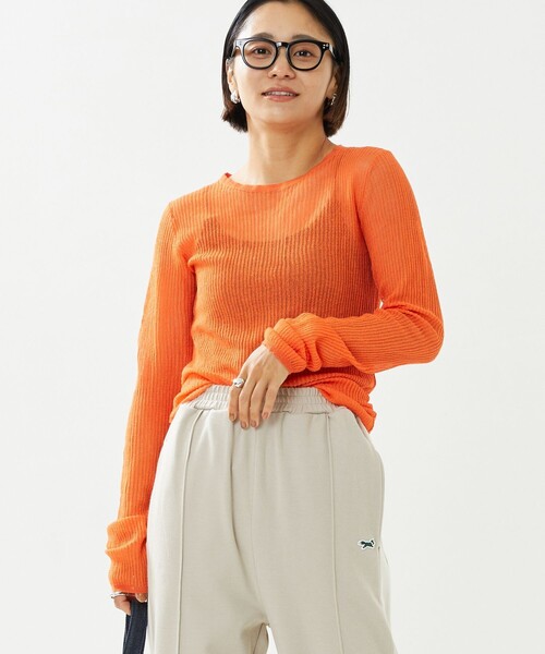 FREAK'S STORE(フリークスストア)の「カラーシアーリブニット(ニット/セーター・レディース・ピンク/オレンジ/グリーン/サックスブルー・フリ-)」の11枚目の写真