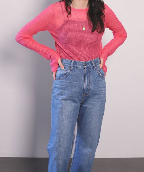 FREAK'S STORE(フリークスストア)の「カラーシアーリブニット(ニット/セーター・レディース・ピンク/オレンジ/グリーン/サックスブルー・フリ-)」の14枚目の写真