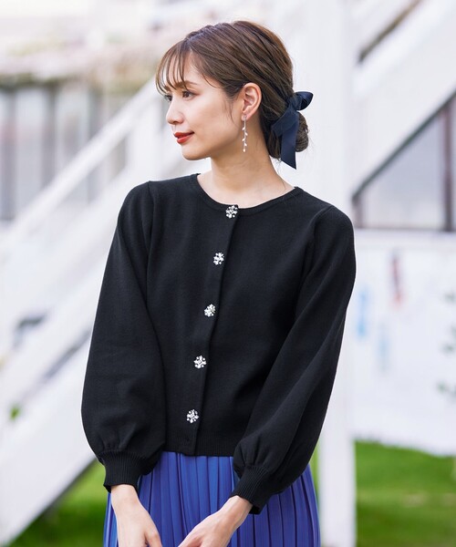 洗える】ビジューニットカーディガン（カーディガン/ボレロ