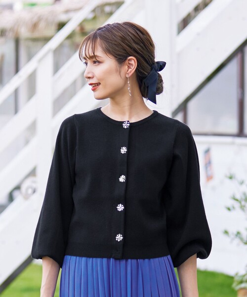 洗える】ビジューニットカーディガン（カーディガン/ボレロ