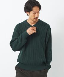 green label relaxing | コットン アクリル ワッフル Vネック ニット(ニット/セーター)