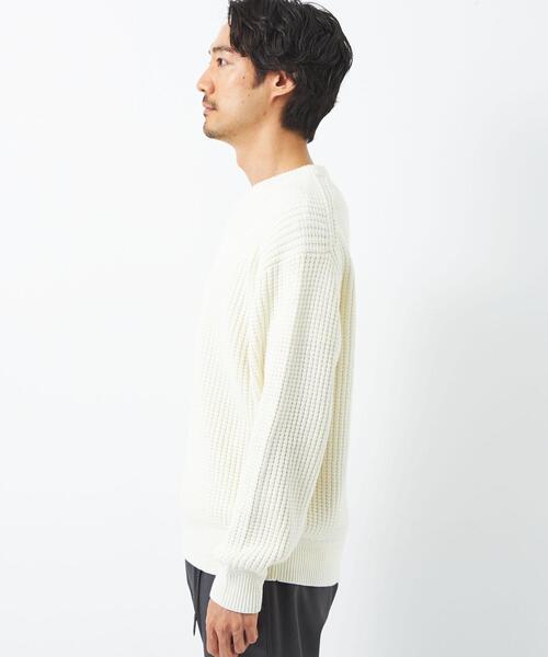 green label relaxing（グリーンレーベルリラクシング）の「コットン アクリル ワッフル Vネック ニット（ニット/セーター・メンズ・ダークグリーン/ネイビー/オフホワイト・S/M/L/XL）」の9枚目の写真
