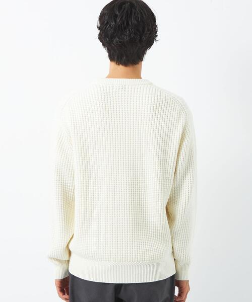 green label relaxing（グリーンレーベルリラクシング）の「コットン アクリル ワッフル Vネック ニット（ニット/セーター・メンズ・ダークグリーン/ネイビー/オフホワイト・S/M/L/XL）」の8枚目の写真