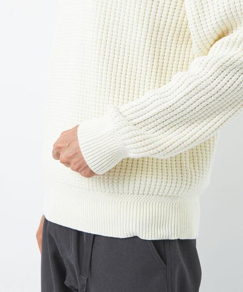 green label relaxing（グリーンレーベルリラクシング）の「コットン アクリル ワッフル Vネック ニット（ニット/セーター・メンズ・ダークグリーン/ネイビー/オフホワイト・S/M/L/XL）」の11枚目の写真