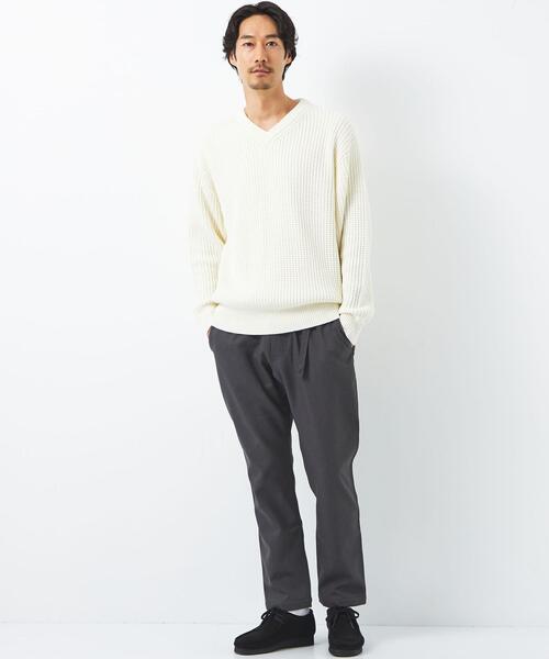 green label relaxing（グリーンレーベルリラクシング）の「コットン アクリル ワッフル Vネック ニット（ニット/セーター・メンズ・ダークグリーン/ネイビー/オフホワイト・S/M/L/XL）」の4枚目の写真