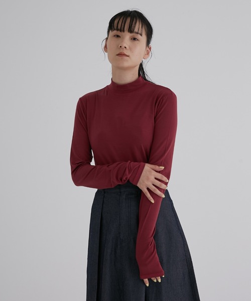 fukuu(フクウ)の「再生繊維リヨセル ストレッチハイネックトップス(Tシャツ/カットソー・レディース・ボルドー/グリーン/イエロー・S/M)」の3枚目の写真