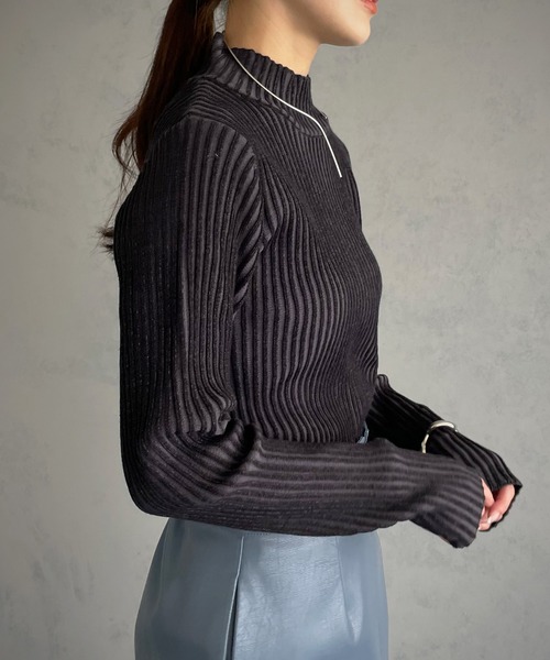 &g'aime（アンジェム）の「【&g’aime】二重臼ハイネックニット（ニット/セーター・レディース・チャコールグレー/ブラック/グレイッシュベージュ・FREE）」の10枚目の写真
