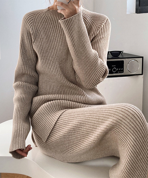 c.u.l(シーユーエル)の「リブニット セットアップ culw300(ニット/セーター・レディース・グレー/ベージュ/ブルー・FREE)」の21枚目の写真