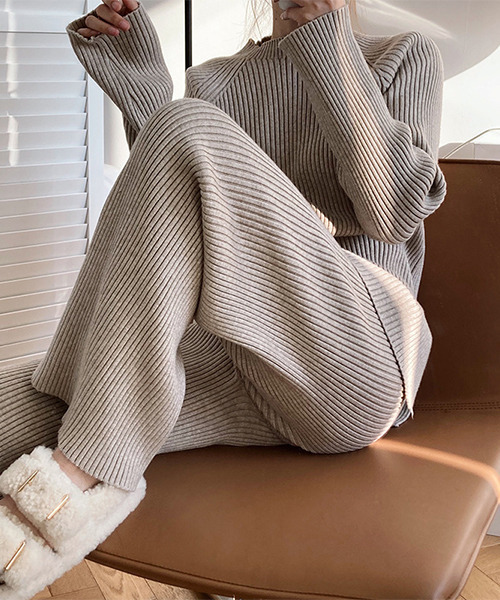 c.u.l(シーユーエル)の「リブニット セットアップ culw300(ニット/セーター・レディース・グレー/ベージュ/ブルー・FREE)」の22枚目の写真