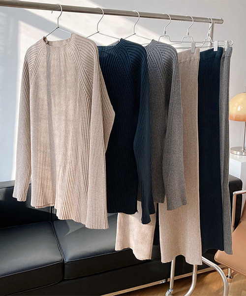 c.u.l(シーユーエル)の「リブニット セットアップ culw300(ニット/セーター・レディース・グレー/ベージュ/ブルー・FREE)」の9枚目の写真