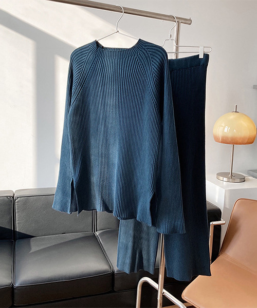 c.u.l(シーユーエル)の「リブニット セットアップ culw300(ニット/セーター・レディース・グレー/ベージュ/ブルー・FREE)」の13枚目の写真