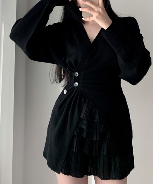 ELCY（エルシー）の「【ELCY】2WAYボタンニットトップスワンピース（ニット/セーター・レディース・ホワイト/ブラック/グレー・FREE）」の3枚目の写真