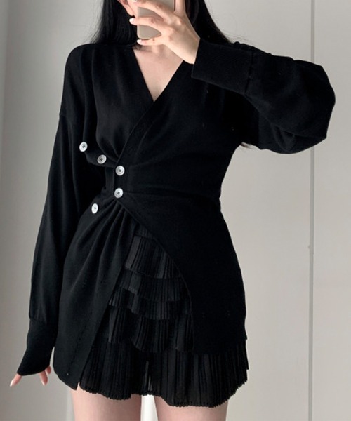 ELCY（エルシー）の「【ELCY】2WAYボタンニットトップスワンピース（ニット/セーター・レディース・ホワイト/ブラック/グレー・FREE）」の14枚目の写真