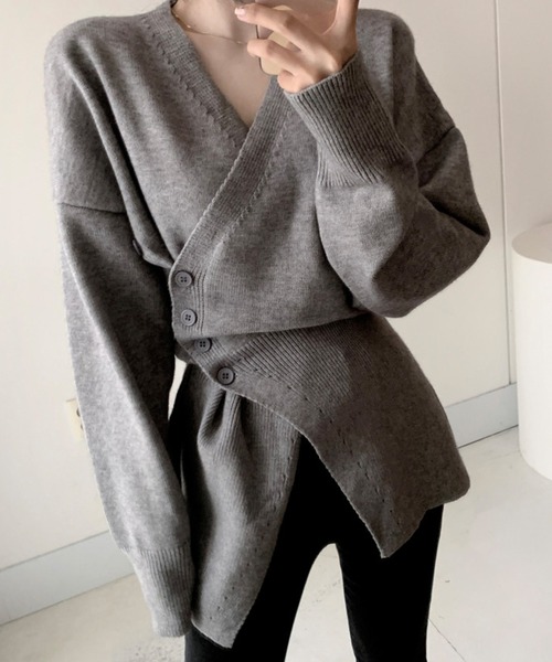 ELCY（エルシー）の「【ELCY】2WAYボタンニットトップスワンピース（ニット/セーター・レディース・ホワイト/ブラック/グレー・FREE）」の10枚目の写真