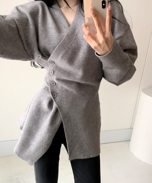 ELCY（エルシー）の「【ELCY】2WAYボタンニットトップスワンピース（ニット/セーター・レディース・ホワイト/ブラック/グレー・FREE）」の8枚目の写真