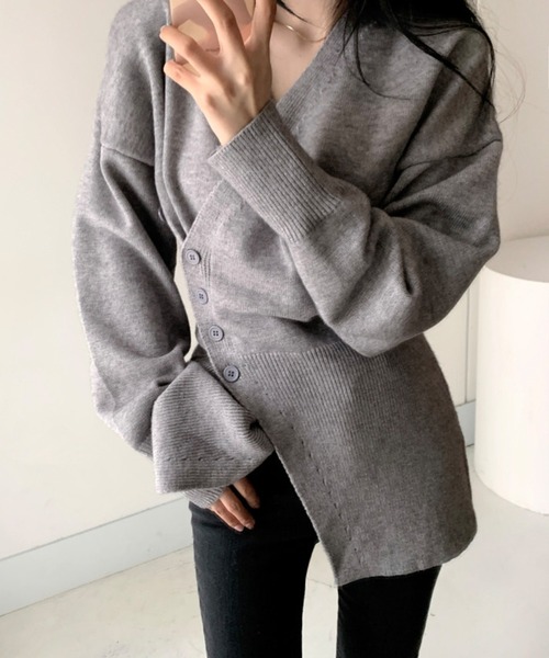 ELCY（エルシー）の「【ELCY】2WAYボタンニットトップスワンピース（ニット/セーター・レディース・ホワイト/ブラック/グレー・FREE）」の6枚目の写真