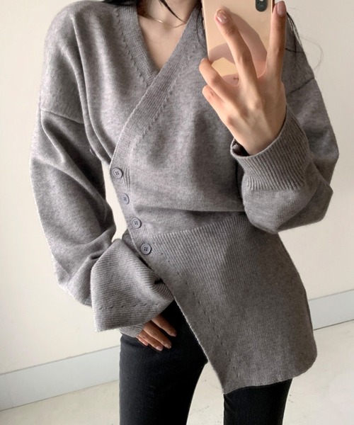 ELCY（エルシー）の「【ELCY】2WAYボタンニットトップスワンピース（ニット/セーター・レディース・ホワイト/ブラック/グレー・FREE）」の21枚目の写真