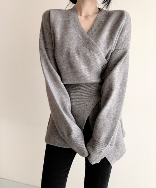 ELCY（エルシー）の「【ELCY】2WAYボタンニットトップスワンピース（ニット/セーター・レディース・ホワイト/ブラック/グレー・FREE）」の18枚目の写真