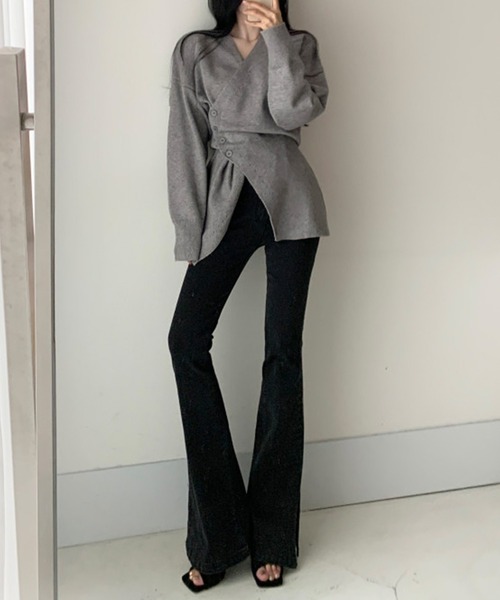 ELCY（エルシー）の「【ELCY】2WAYボタンニットトップスワンピース（ニット/セーター・レディース・ホワイト/ブラック/グレー・FREE）」の15枚目の写真