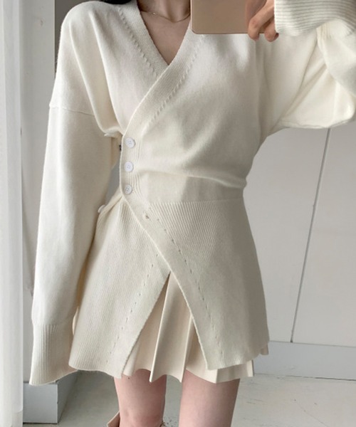 ELCY（エルシー）の「【ELCY】2WAYボタンニットトップスワンピース（ニット/セーター・レディース・ホワイト/ブラック/グレー・FREE）」の16枚目の写真