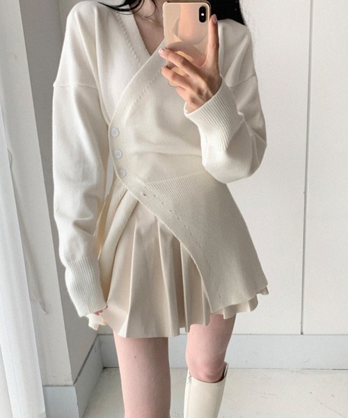 ELCY（エルシー）の「【ELCY】2WAYボタンニットトップスワンピース（ニット/セーター・レディース・ホワイト/ブラック/グレー・FREE）」の13枚目の写真