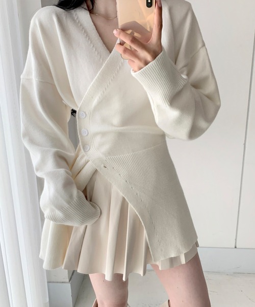 ELCY（エルシー）の「【ELCY】2WAYボタンニットトップスワンピース（ニット/セーター・レディース・ホワイト/ブラック/グレー・FREE）」の11枚目の写真