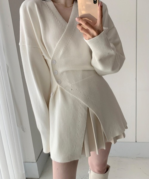 ELCY（エルシー）の「【ELCY】2WAYボタンニットトップスワンピース（ニット/セーター・レディース・ホワイト/ブラック/グレー・FREE）」の9枚目の写真