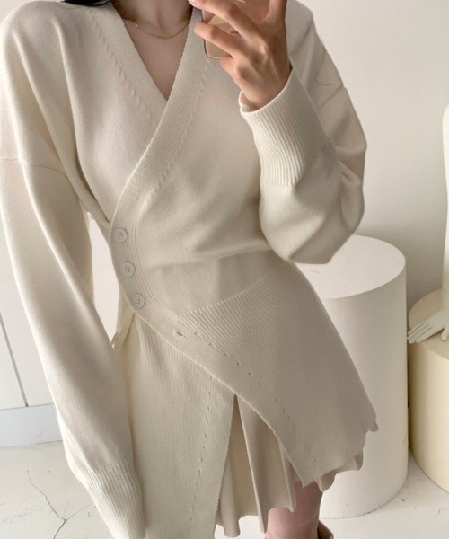 ELCY（エルシー）の「【ELCY】2WAYボタンニットトップスワンピース（ニット/セーター・レディース・ホワイト/ブラック/グレー・FREE）」の7枚目の写真