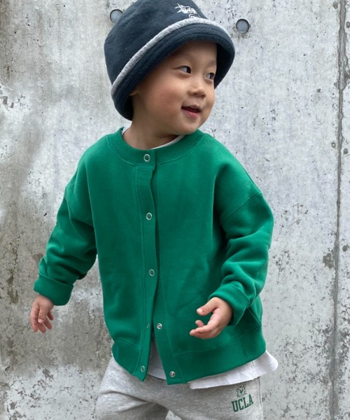 CIAOPANIC TYPY（チャオパニックティピー）の「□【KIDS】スウェードライクスウェットスナップカーディガン（カーディガン/ボレロ・キッズ・チャコールグレー/サックスブルー/ピンク/グリーン/ホワイト系その他・S/M/L/XL/XXL）」の4枚目の写真