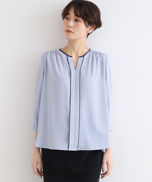 INDIVI(インディヴィ)の「◆【洗える】パイピングラインブラウス(シャツ/ブラウス・レディース・ダークグレー/アイボリー・19/05/13/15 /34/38)」の10枚目の写真
