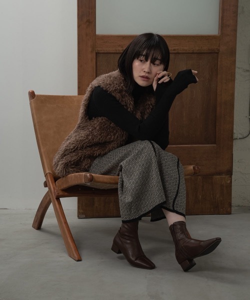 I_am（アイアム）の「high neck lib knit（ニット/セーター・レディース・ホワイト/ブラック/アイボリー・FREE）」の3枚目の写真