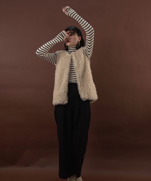 I_am（アイアム）の「high neck lib knit（ニット/セーター・レディース・ホワイト/ブラック/アイボリー・FREE）」の15枚目の写真