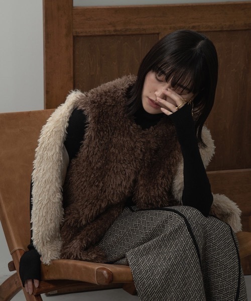 I_am（アイアム）の「high neck lib knit（ニット/セーター・レディース・ホワイト/ブラック/アイボリー・FREE）」の7枚目の写真