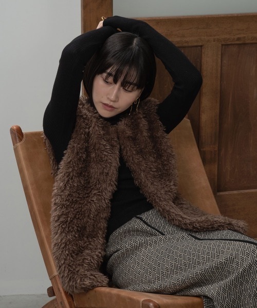 I_am（アイアム）の「high neck lib knit（ニット/セーター・レディース・ホワイト/ブラック/アイボリー・FREE）」の13枚目の写真