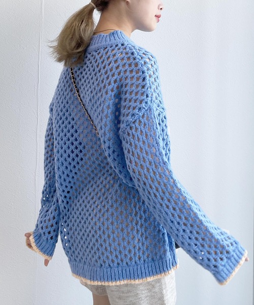 w closet（ダブルクローゼット）の「メッシュニット（ニット/セーター・レディース・ベージュ/オフホワイト/ブルー/ライム・FREE）」の20枚目の写真