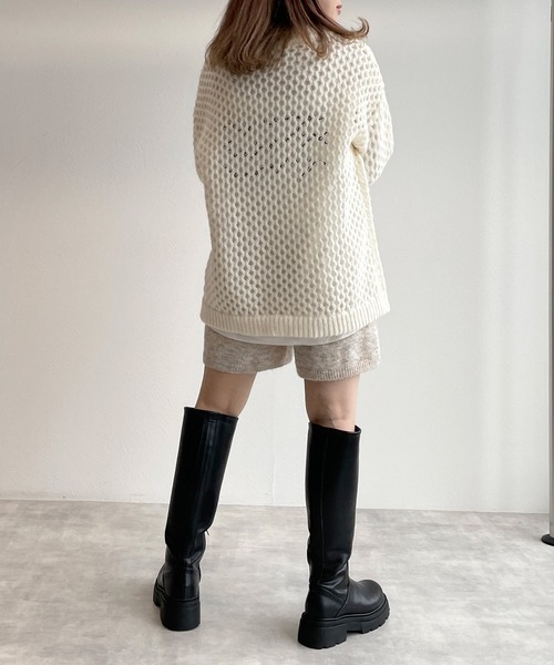 w closet（ダブルクローゼット）の「メッシュニット（ニット/セーター・レディース・ベージュ/オフホワイト/ブルー/ライム・FREE）」の10枚目の写真