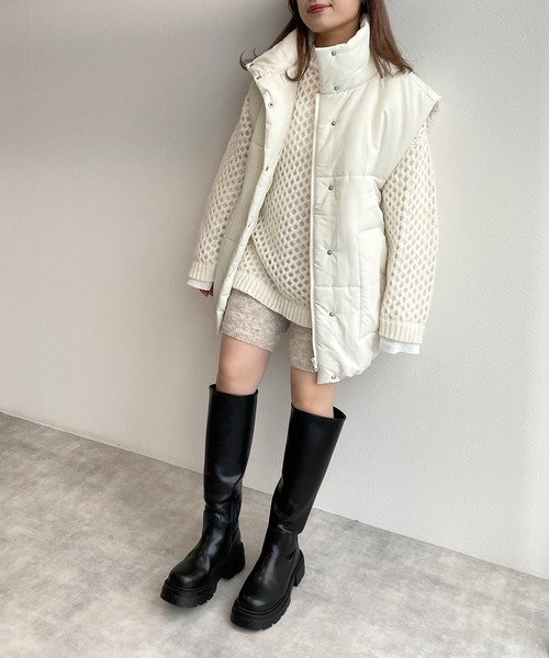 w closet（ダブルクローゼット）の「メッシュニット（ニット/セーター・レディース・ベージュ/オフホワイト/ブルー/ライム・FREE）」の11枚目の写真