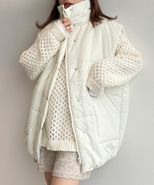 w closet（ダブルクローゼット）の「メッシュニット（ニット/セーター・レディース・ベージュ/オフホワイト/ブルー/ライム・FREE）」の13枚目の写真